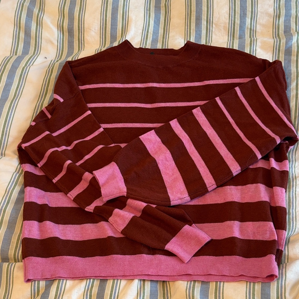 Striped Pink and Maroon Women’s Sweater
